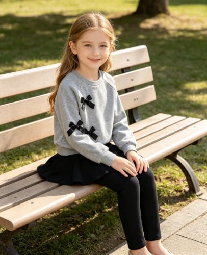 Image of Toddler Girl Clothes Ruffle Long Sleeve Heart Print Tops and Pants 2PC Little Girl Winter Outfits Size (4-7T)