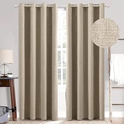 Cortina Arpillera Leroy Merlin MIULEE Cortinas Opacas Cortinas Aislantes Térmicas con Ojales 100% Opacas Cortinas de Lino Sala de Estar Protección contra el Frío Cortina Blackout Juego de 2, 140 x 225 cm Topo