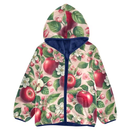CHIFIGNO Blossoming Apples Beautiful Flowers Girls Boys Zip up Hoodie Kids Hoodie with Pockets Printed Fleece Jacket for Toddler and Kids, 5T