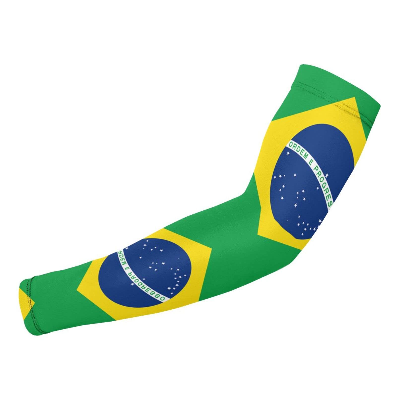ZGXJJPP Flag Of Brazil Arm Sleeves for Men or Women - Tattoo Cover Up - Cooling Sports Sleeve for Basketball Golf Football