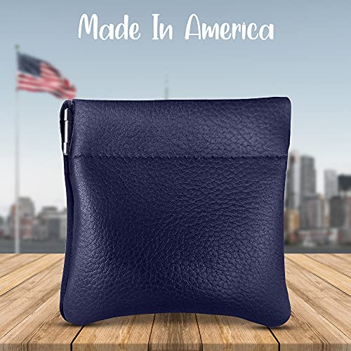 Image of Nabob Leather Genuine Leather Squeeze Coin Purse, Coin Pouch Made IN U.S.A. Change Holder For Men /Woman Size 3.5 X 3.5 (Purple)