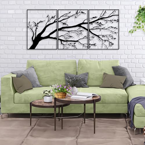 Luccyle Metal Branch Wall Decoration,Tree Metal Wall Art 3 Pieces Set,Tree Wall Art Decor for Home Garden Living Room Decorations (53.1inx23.6in) - Image 4