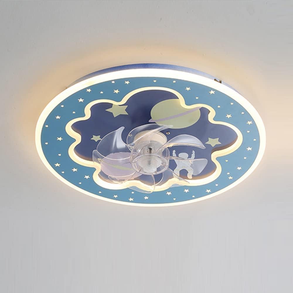HXYSXHJUO Ceiling Fan Light Light6 Wind Speed Lamp Three-Tone for Indoor Mute Fixtures Home Decoration(Color:Blue)