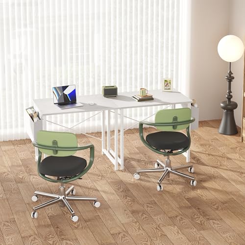 Image of OLIXIS Small Computer Desk, 31 Inch Gaming Desks for Home Office | Writing Study Craft Work Table, Computer Workstation for Bedroom Small Spaces with Storage Bag, All White