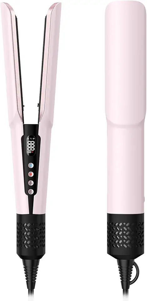slopehill Multi Hair Stylers &amp; Hair Straightener - 2 in 1 Wet to Dry Air Straightener and Hair Dryer Combo with High Speed Air + Rapid Heat-Up + Customizable Temperature(Pink)
