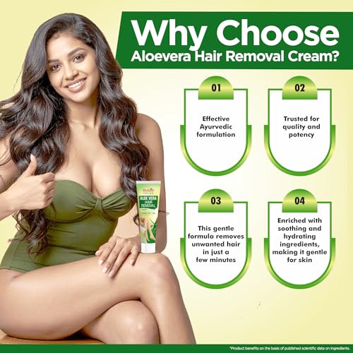 Image of Multani Naturals Aloe Vera Hair Removal Cream 60 ml (Pack of 2) | Gentle formula Enriched with Aloe Vera and Vitamin E | Painless, Easy and Effective Hair Removal for Men and Women
