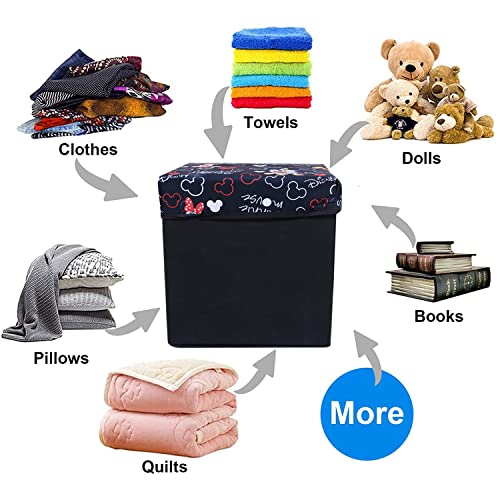 Image of Kuber Industries Disney Team Storage Stool - Lid Print | Sitting Stool For Living Room | Storage Box For Toys| Black
