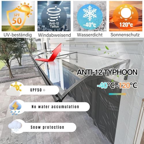 Auvent de porte extérieure facile à installer abri de toit terrasse