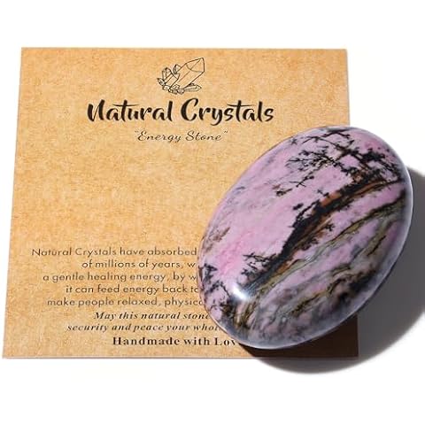 AWARDSEN Large Rhodonite Healing Palm Stone Cover