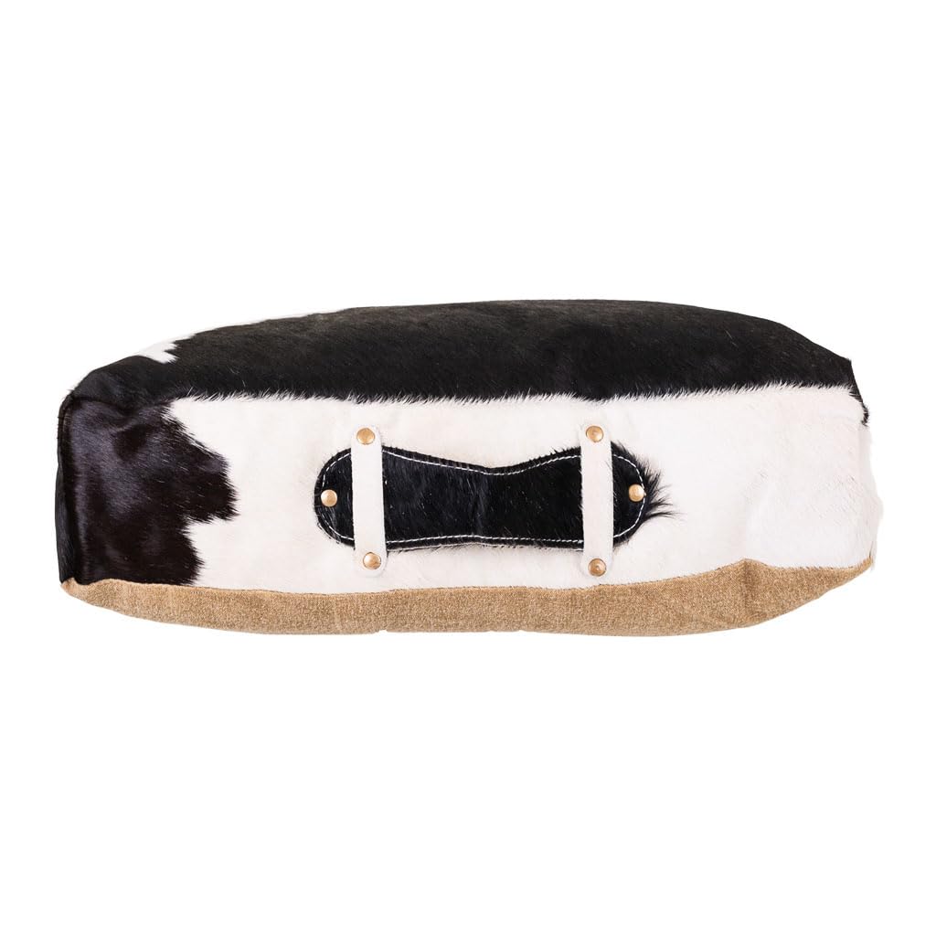 WANDERLUST DECO Cojin de Piel Negro/Blanco 48x10x48