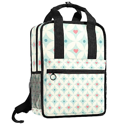 Sac à dos géométrique et cœurs pour l'école primaire 35.5 cm