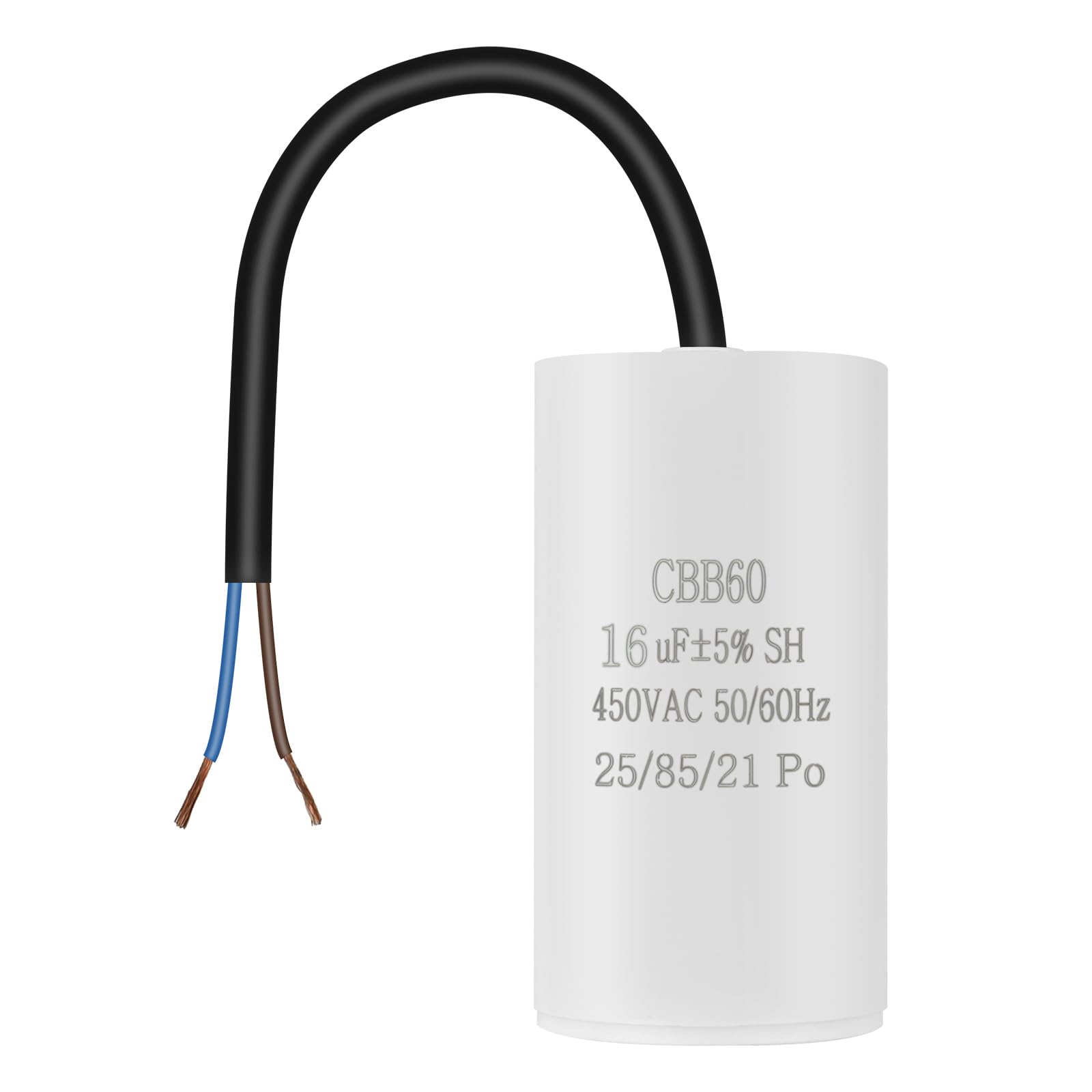 CBB60 16μF Running Capacitor, AC 450V 4 Pins Motor Capacitor 50/60Hz for Air Compressor & Cleaning Machine