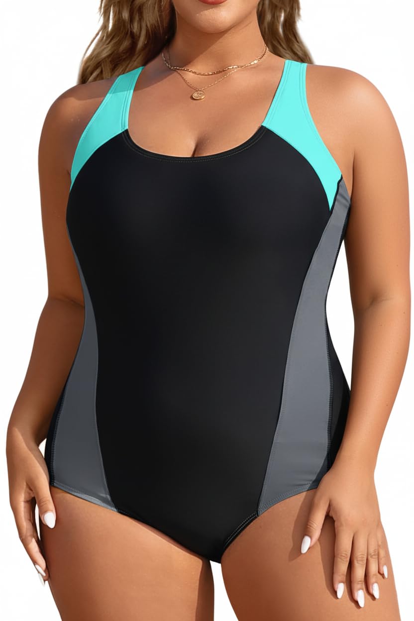 Plus Size One Piece Swimsuits for Women Athletic Tummy Control Bathing Suit
