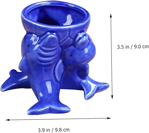 Miniatura 7 de GANAZONO 2 Pairs Dolphin Pen Holder Ornament Pot vase sea Animal Figure Desktop Flower Vase Ceramic Planter Landscape Pot suculentas Ceramic