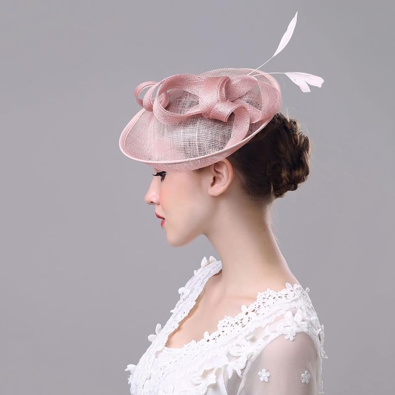 Chapeau rétro de mariée lin avec maille et couvre-chef haut de forme anglais
