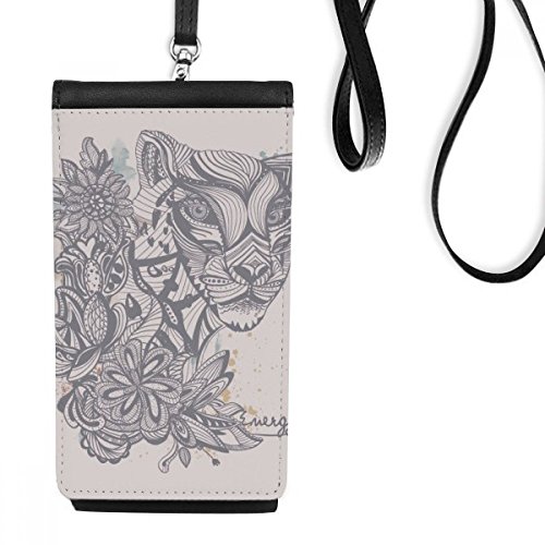 Cadeau téléphone noir porte-monnaie suspendu léopard cartoon
