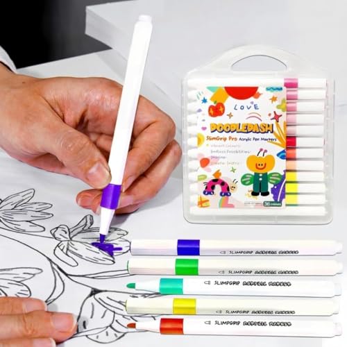 Image of FAMOUS QUALITY New Acrylic Paint Markers Set of 36 Vibrant Colors, Permanent Water-Based Marker Pens for Rock Painting, DIY Crafts, Canvas (36)