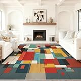 Alfombra140 x 200 cmAlfombra Interior Lavable - DiseñoCubo Geométrico AbstractoPara Sala de Estar, Dormitorio, Cocina, Pelo Corto Suave,Vistoso