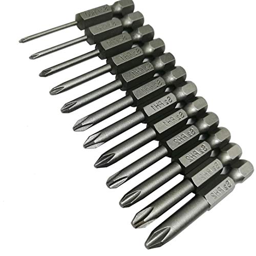 LEROM Phillips Cross Screwdriver Bits, 12Pcs 1/4 Hex Shank Magnetic Cross Phillips Screw Head Screwdriver Bits Electric Screwdriver Set Power Tools | 2 inch length