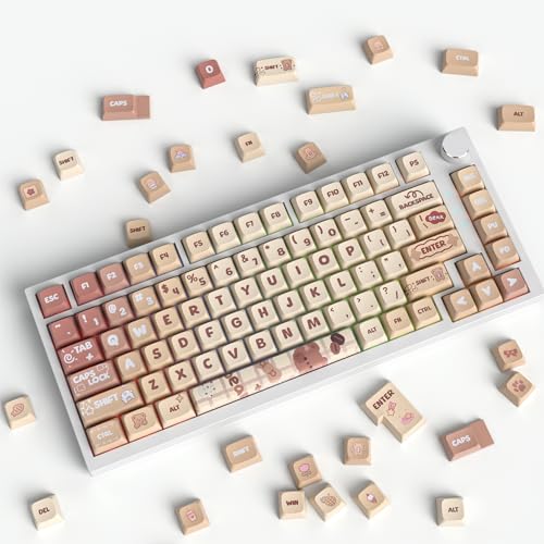 Image of 133 Keys PBT Keycap XDA Profile Keycaps Dye-Sublimation Custom Keycaps for MX Switches 60% 75% 100% Mechanical Gaming Keyboards(Caramel Bear)