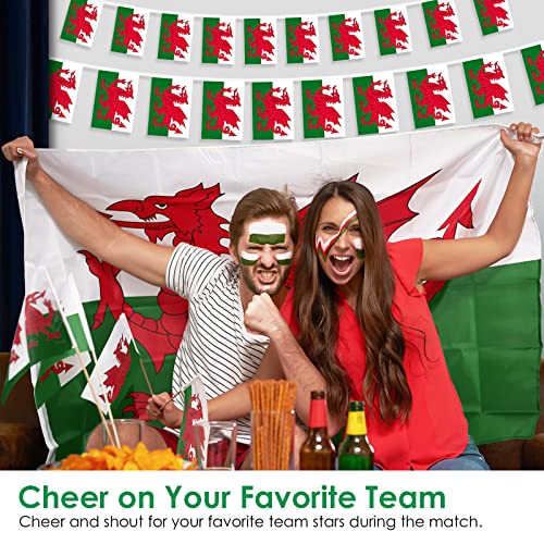 Image of AhfuLife 2 Pcs Wales Flag 3x5 Ft, Large Wales Flag for Outside - Double Side with Brass Eyelets for Olympic Party Decorations, Bar Garden Street Decoration Indoor Outdoor