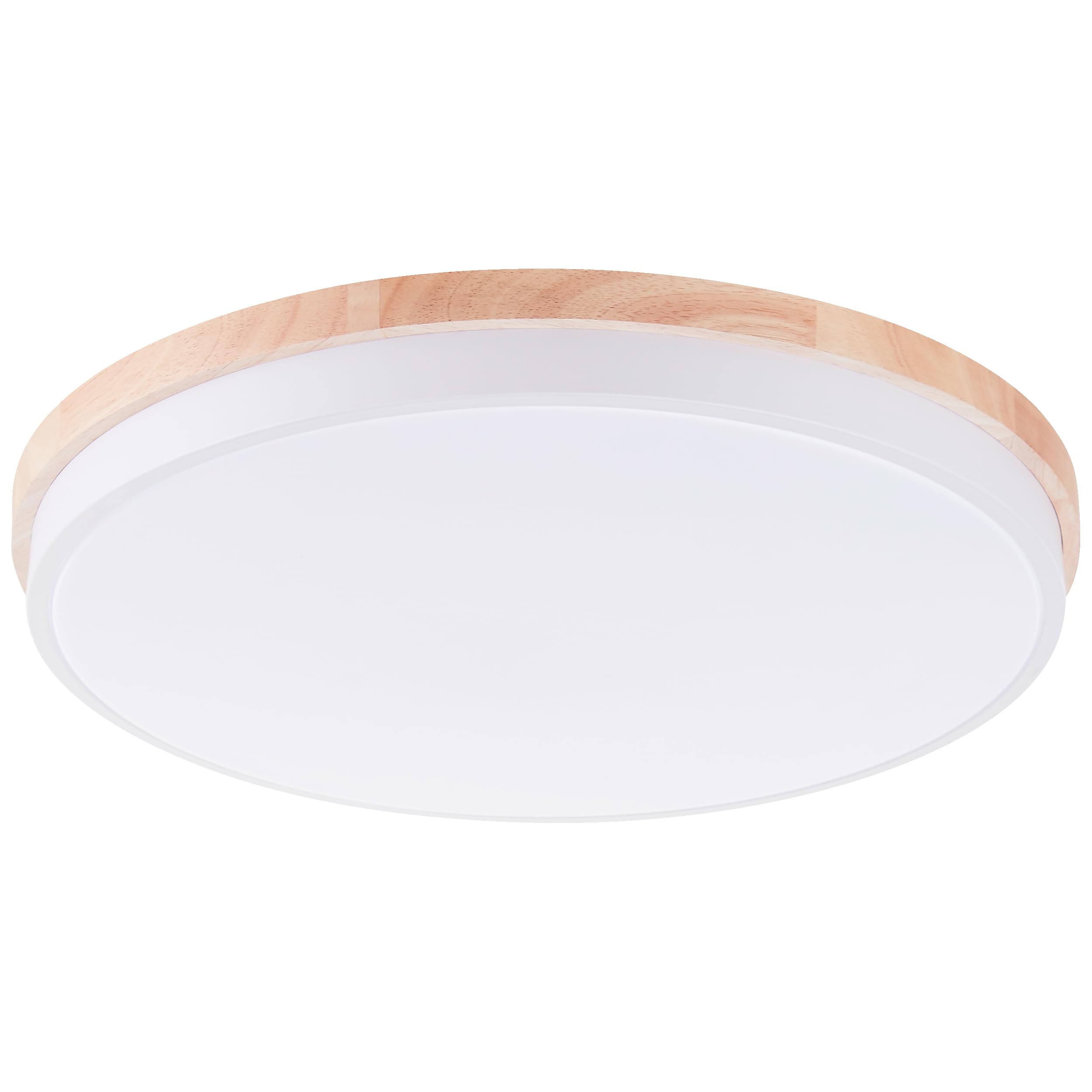 Aplique y plafón LED brillante con mando a distancia y CCT (3000 K - 6500 K) y marco de madera marrón claro de árbol de caucho | Ø 50 cm | 36 W | 4500 lm | fabricado en/plástico/metal/madera