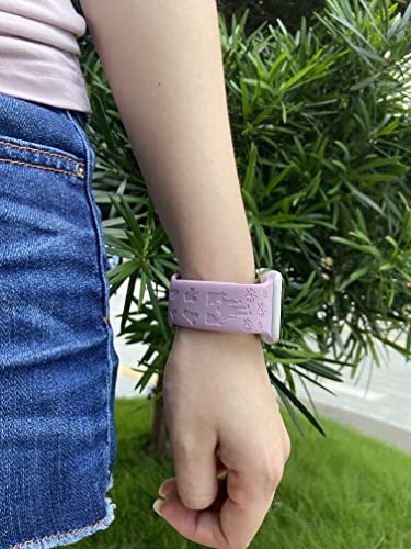 Greesafety Engraved Sport Strap Compatible With Apple Watch Bands 38Mm 40Mm 41Mm, Women Man Girl Cute Soft Silicone Wristband Replacement Series 7 6 5 4 3 2 1 Se (Lavender, 38/40/41Mm) #TOP5
