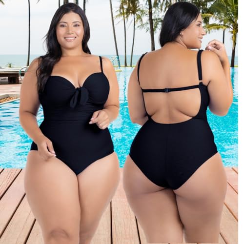 Body Maiô Costas Nuas Modelador Disfarça Barriga Drapeado Cor:Preto;Tamanho:G4(56)