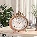 Abdurey Vintage Table Clock on Stand,Desk and Shelf Decorative Clock,French Rustic Style Mantel Clocks,Metal Frame Antique Gold Finish,Farmhouse,Bedroom, Bedside,Living Room,Gift Clocks