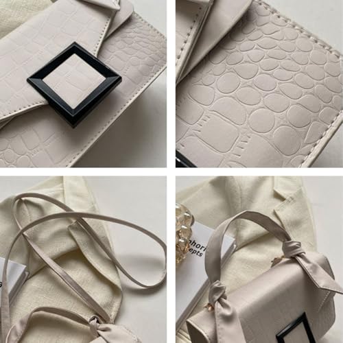 Image of Women Vegan Leather Evening Handbag Crocodile Pattern Handle Clutch Purse Cross Body Envelope Bag