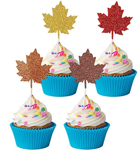 Maple Leaves Cupcake Toppers Fall Thanksgiving Cupcake Toppers Fall Cupcake Picks Thanksgiving Cake Decorations Happy Thanksgiving Cake Toppers Supplies