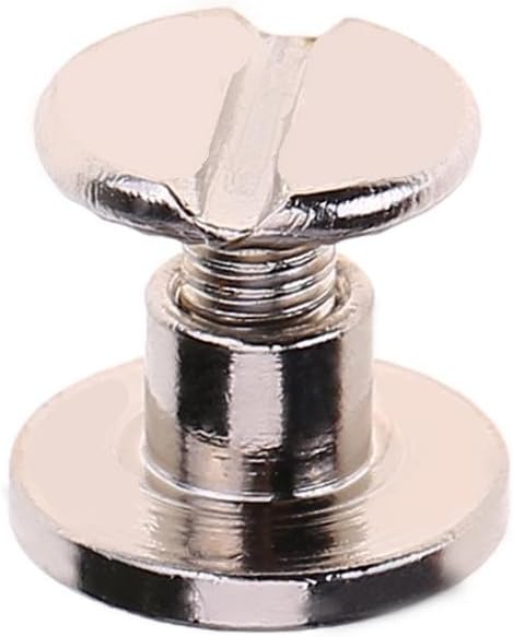 vanpower 20Pcs Copper Binding Chicago Stud Screws, Flat Belt Solid Nail Rivets for DIY Leather Craft Decoration Bookbinding, Silver 5mm