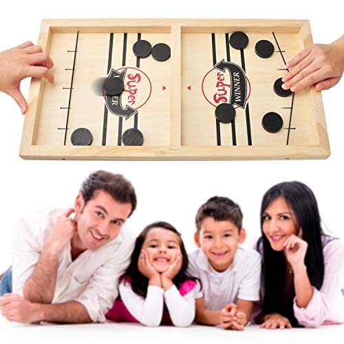 Fast Sling Puck Game Large, Fancymay Wooden Hockey Game, 22x11.8 Inch, Foosball Winner Board Game, Parent-Child Interactive Toy Board Table Game for Family Game Night Fun