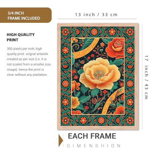 Image of kotart - Wall Art Painting for Wall Decoration Wall Poster With frames Wall Floral Paintings for Living Room Floral Traditional Wall Decoration Frames Home Decor Painting Floral Wall Art Framed Wall Painting for Home Room Bedroom Office Wall Decor set of 2 (Art 3, (13x17 inch), Framed)