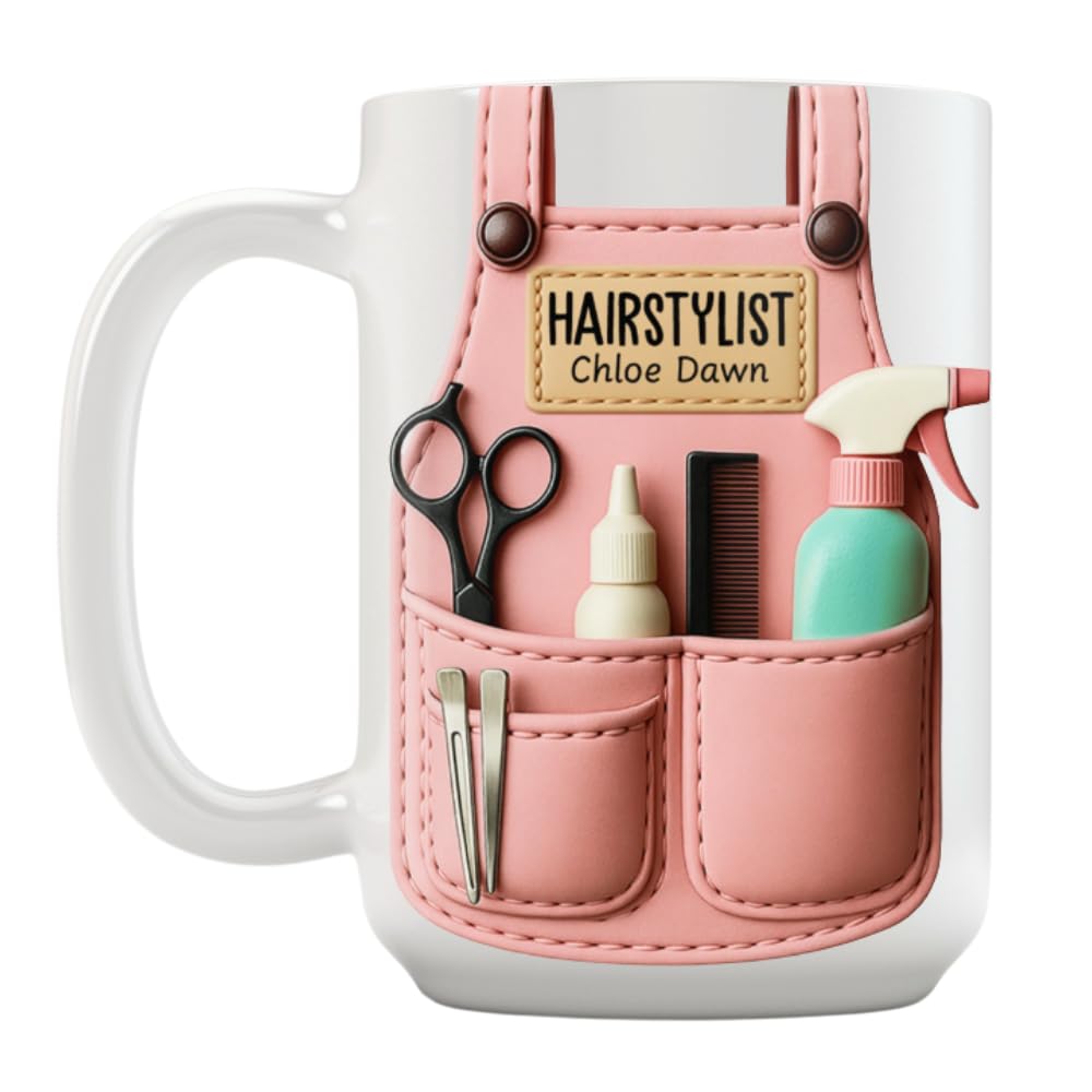 84WARRIORS Personalized Hairstylist Custom Coffee Mug Hairdressing Tools Gift 15 Ounces
