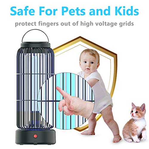 AMUFER Electric Bug Zapper High Powered Mosquito Killer with 11W Fly Insect Trap Lamp Bulb, Portable Hanging Pest Control 430sq.Ft Coverage for Indoor, Home, Bedroom, Kitchen, Office