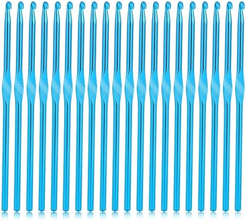 JJUNW 20 PCS Crochet Hooks, 5MM Aluminum Crochet Needle US Size H (Size 8), Blue Crochet Hooks Bulk for Craft Yarn Contribute to Beginners