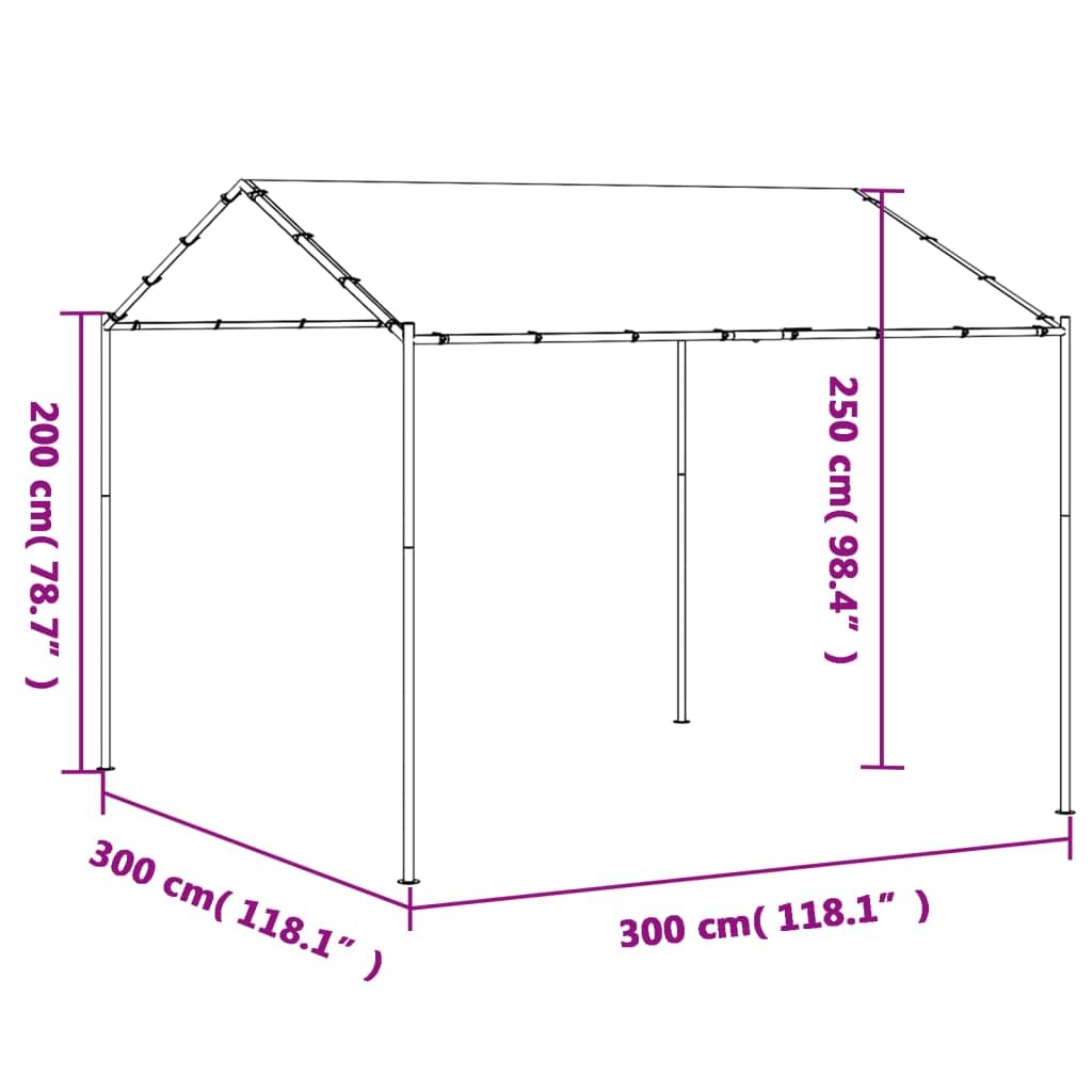 Pawilon ogrodowy, beżowy, 3 x 3 m, stal i materiał