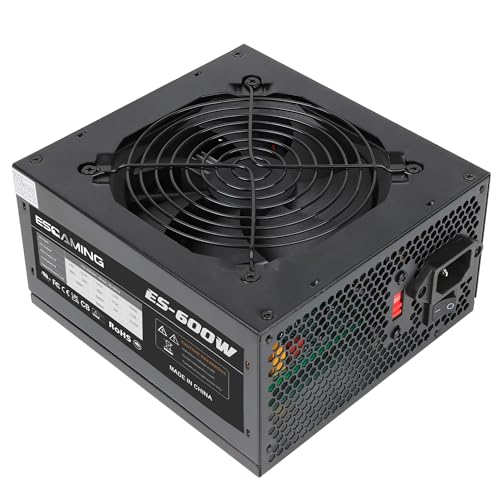 ESGAMING 600W ATX Power Supply with Auto-Thermally Controlled 120mm Fan ATX Gaming Power Supply PSU