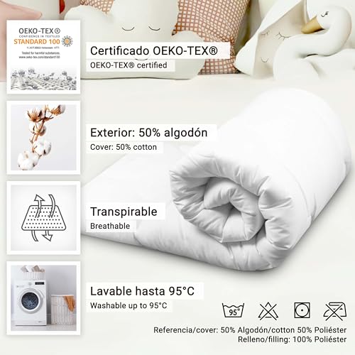 Miniatura 2 de Zollner Edredón Relleno Nórdico Minicuna, 400 G, Invierno, Antialérgico