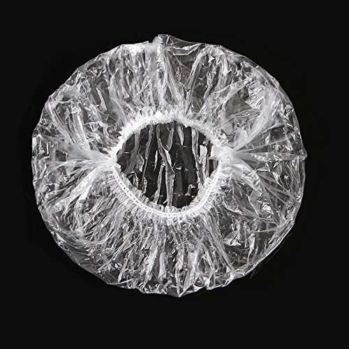 100 Pcs Disposable Plastic Thick Shower Caps Clear Elastic Bath Cap For Women Spa,Home Use,Hotel and Hair Salon,Pack of 100 Individually Wrapped