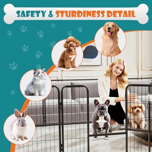 Image of NEWBULIG Dog Playpen Indoors 8 Panels 24 inch for Small and Puppy Dogs Portable and Foldable Pet Fence with Door Heavy Duty Metal Dog Exercise Play Pen for Outdoor Yard