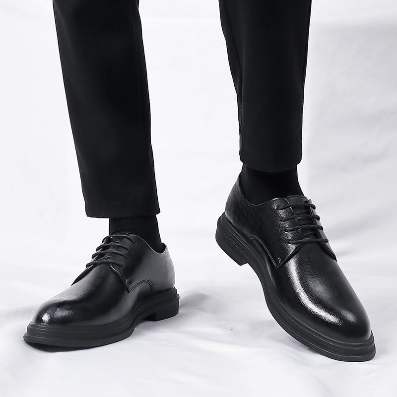 Men Oxfords Men's Fashion Classic Pointed Toe Lace Up Low Top Leather Dress Shoes Brogue Tuxedo Shoes3