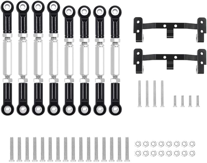 SANYIN Accessories Upgrade Metal Pull Rod Steering Pull Rod Servo Rod Pull Rod Base For WPL B1 B14 B24 B-24 C14 C24 MN D90 MN99s RC Car Spare Parts (Color : Black for wpl)