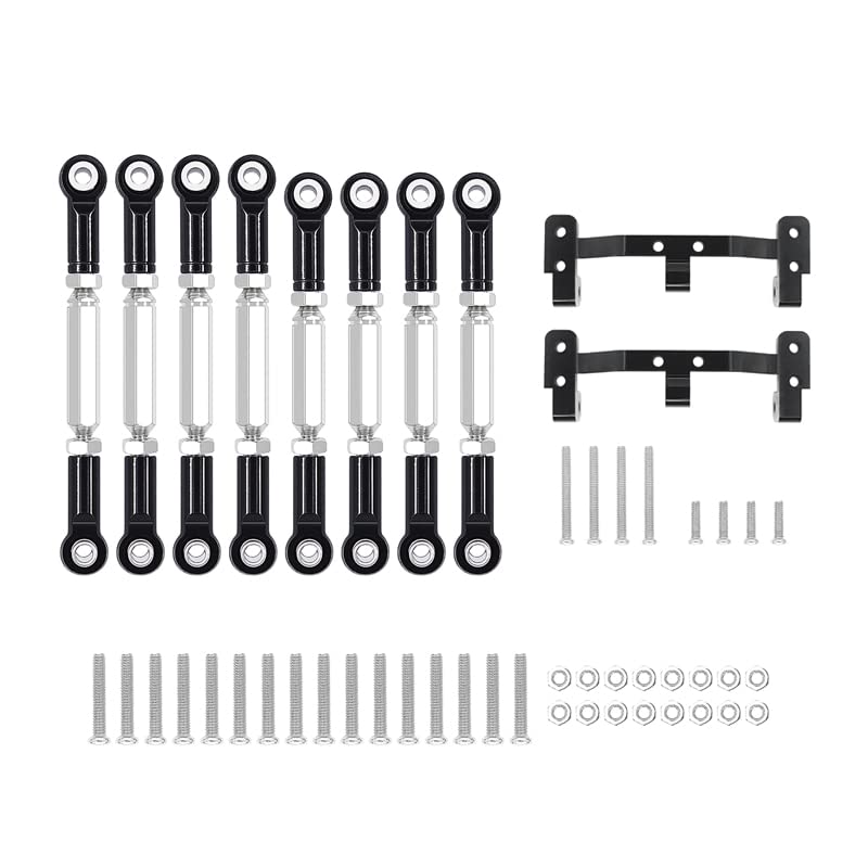 SANYIN Accessories Upgrade Metal Pull Rod Steering Pull Rod Servo Rod Pull Rod Base For WPL B1 B14 B24 B-24 C14 C24 MN D90 MN99s RC Car Spare Parts (Color : Black for wpl)