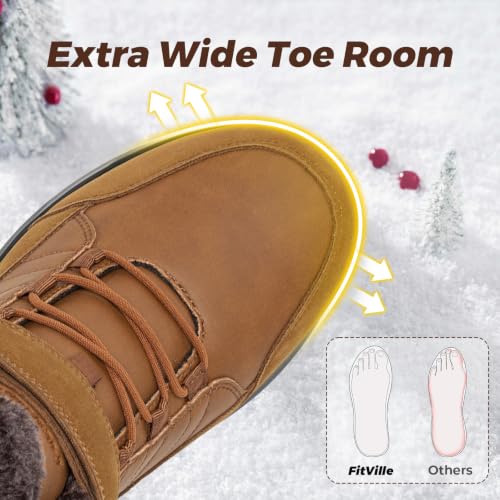 Image of FitVille Wide Width Mens Winter Boots Fur Lined Extra Wide Snow Boot Lightweight Non Slip Outdoor Mens Diabetic Shoes for Flat Feet