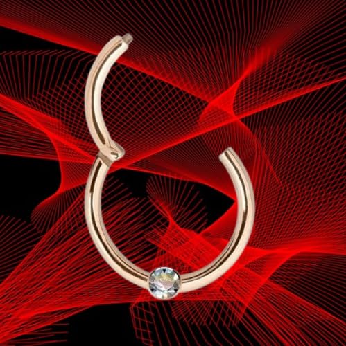 Generisch Piercing Clicker 48002-10 pierścionek z prawdziwego złota próby 750, różowe złoto, z prawdziwym diamentem, helix, septum, tragus, nowoczesny, średnica 10 mm