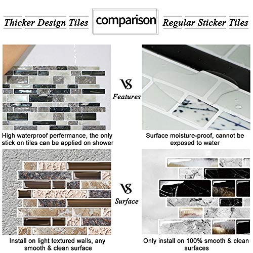 STICKGOO Marble Look Peel and Stick Tile Backsplash, Kitchen Backsplash Peel and Stick, Decorative Self Adhesive Backsplash Tiles in Granite (Pack of 1, Thicker Design) - Thumbnail 7