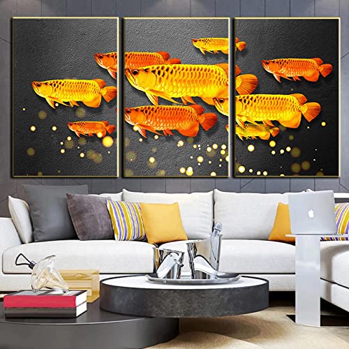 Toile peinture poisson doré 50x70cm décoration murale de salon moderne sans cadre