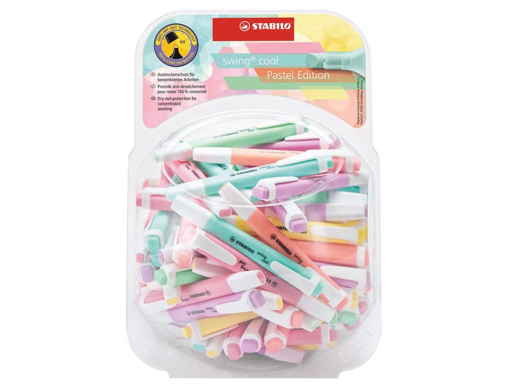 STABILO Stabil Textmarker Swing Cool Pastell Präsentation 100 Stück verschiedene Farben